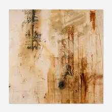 Oscar Tuazon, Untitled, 2012, rust, engine oil, charcoal and cement on canvas