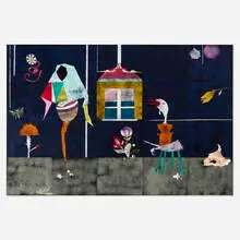 Untitled by Gert & Uwe Tobias, 2011, acrylic and woodcut in colors on canvas, sold May 2026