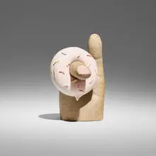Genesis Belanger, Untitled (Chipped Nail, Donut), 2017, glazed stoneware with engobe decoration