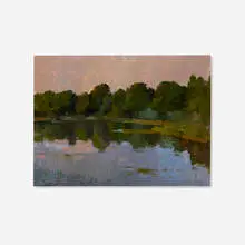 Untitled (Twilight Landscape) by Ovanes Berberian, 1986, oil on board, sold Jun 2025