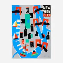Tom Slaughter, Map of NYC, 2006, collage and paint on paper