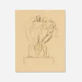 Donald De Lue, Three Male Figures, c. 1935, charcoal on paper