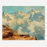 Erich Mercker, Jungfrau Massif, oil on cardboard