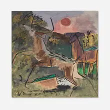 Karl Knaths, Deer With Sunlight, 1943, gouache on paper