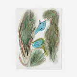 Thornton Dial, Sr., Blue Fox and Lady, pencil and watercolor on paper