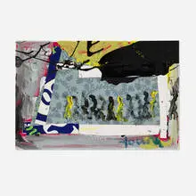 Untitled (Figures) by Purvis Young, mixed media collage, sold Jun 2025