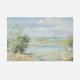 Gustave Wiegand, Untitled (River Landscape), oil on canvas laid to Masonite