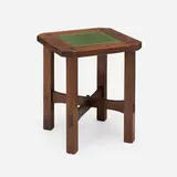 Early tile-top plant stand, model 52-T by attribution for Gustav Stickley and Grueby Faience Company Henry W. Wilkinson and Lamont Warner, sold Apr 2025