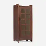 Gustav Stickley, Music cabinet, model 70G, c. 1912-16, oak, original hammered amber glass, copper