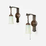 Gustav Stickley, Bell sconces model 400, pair