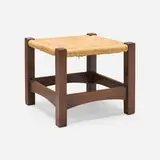 Gustav Stickley, Early Eastwood footstool, model 728, c. 1902, oak, rush