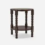 Early Cottage tile-top plant stand, model 20 by Gustav Stickley and Grueby Faience Company, c. 1900, oak, glazed ceramic, sold Apr 2025