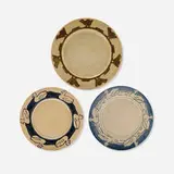Pewabic Pottery, Collection of three Early plates, c. 1905, glazed earthenware, crackle-glazed earthenware