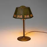 Henry G. Cleaveland, Table lamp with ivy leaves, c. 1910, handwrought brass, brass mesh