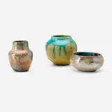 Collection of three cabinet vases by Pewabic Pottery, sold Apr 2025