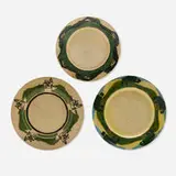Pewabic Pottery, Collection of three Early plates, c. 1905, crackle-glazed earthenware