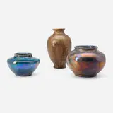 Collection of three vases by Pewabic Pottery, sold Apr 2025