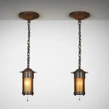 Gustav Stickley, Hanging lanterns model 226, pair
