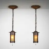 Hanging lanterns model 226, pair by Gustav Stickley, sold Apr 2025