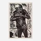 Leonard Baskin, Terrified Old Man, c. 1950, woodcut