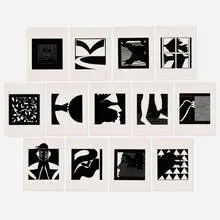 Michael Spafford, Thirteen Ways of Looking at a Blackbird (Opera House), 1986, woodblock