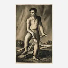 Young Lincoln by Benton Murdoch Spruance, 1940, lithograph in colors, sold Mar 2025