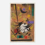 Werner Drewes, Witches' Dance, 1980, woodcut in colors