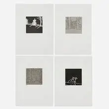 Four works from the Gloria portfolio by Alex Katz, 2005, etching and aquatint on Zerkall Ingres, sold Dec 2025