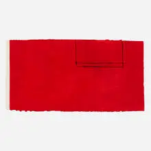 Robert Motherwell, Red Open with White Line, 1979, aquatint and soft-ground etching in colors on Georges Duchêne Hawthorne of Larroque handmade