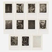 Jasper Johns, 0 Through 9 sample portfolio, 1968, offset lithograph facsimile