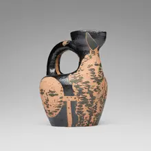 Centaure et visage by Pablo Picasso, 1953, red earthenware with engobe and paraffin decoration, black enamel, sold Dec 2025