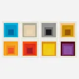 Josef Albers, White Line Squares, Series II sample portfolio, 1967, lithograph in colors, embossing
