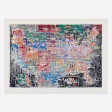 Paula Scher, U.S.A. Airline Routes, 2020, digital pigment print in colors