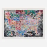 Paula Scher, U.S.A. Airline Routes, 2020, digital pigment print in colors