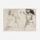 Pablo Picasso, Untitled (from El Entierro del Conde de Orgaz portfolio), 1969, etching with drypoint on folded Romani wove with artist's watermark