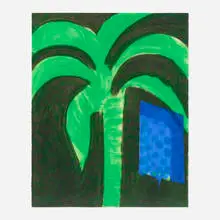 Howard Hodgkin, Palm and Window, 1991, intaglio in colors with carborundum and hand-coloring on Arches
