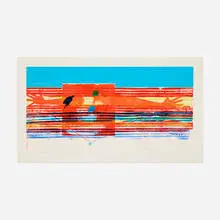 Window Washer Glass House by James Rosenquist, 1978, intaglio in colors and relief print with embossing and hand-coloring applied with a rubber tire on Pescia Italia, sold Dec 2025