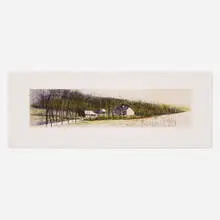 Wolf Kahn, Farm on the Flood Plain, 1988, etching, drypoint and aquatint in colors