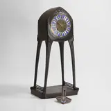 Albin Camillo Müller, Cast bronze Secessionist mantel clock, c.1905, the pendulum enamelled with a bird