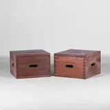 Pair of 'LC14 Tabouret Cabanon' cube stools by Charles-Édouard Jeanneret aka 'Le Corbusier', c.1967, teak, sold Jul 2025