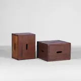 Pair of 'LC14 Tabouret Cabonon' cube stools by Charles-Édouard Jeanneret aka 'Le Corbusier', c.1967, teak, sold Jul 2025