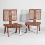 Pair of lounge chairs by Pierre Jeanneret, c.1956, each of oak and cane, sold Jul 2025