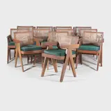 Set of twelve model 'PJ-010100T' chairs by Pierre Jeanneret, c.1955, teak, sold Jul 2025