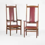 Charles Francis Annesley Voysey, Pair of oak 'Essex' armchairs, c.1900
