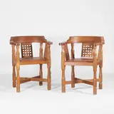 Robert 'Mouseman' Thompson, Pair of oak 'Monk' elbow chairs