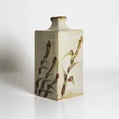 Shoji Hamada, Stoneware bottle vase, decorated to the sides with brushed motifs of sugar cane