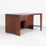 'PJ-BU-02-A' or 'Pigeonhole' desk by Pierre Jeanneret, c.1957, teak and leather, sold Apr 2025