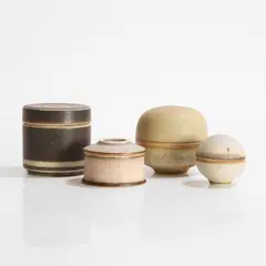 Ursula Scheid, Four boxes and covers, 1970s, porcelain and stoneware