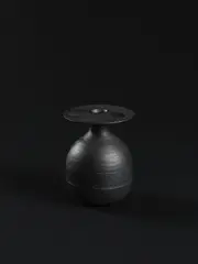 Hans Coper, Bottle with disc top, circa 1965, Stoneware, black glaze over a textured and incised body