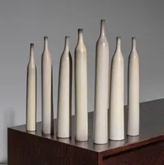 Ensemble de sept bouteilles Jeux d'orgues by Jacques & Dani Ruelland, A set of seven signed 'Jeux d'orgues' bottles in glazed ceramic by Jacques and Dani Ruelland designed circa 1970, sold Nov 2024